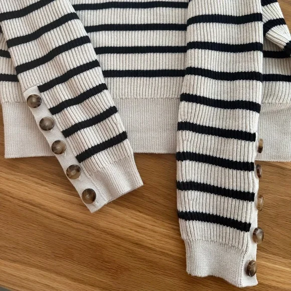 Sezane Sami Jumper Natural / Navy Size Small - Picture 5 of 6